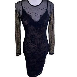 H&M Black Fitted Double Layer Lace Dress 6
